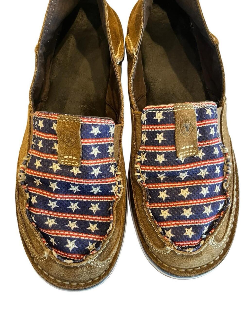 Ariat Slip on Shoes Cruiser Red White Blue Stars Size 8.5 Style 10021624 Suede